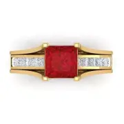 3.40ct Princess Cut Tourmaline Stone Promise Bridal Sliding set 14k Yellow Gold