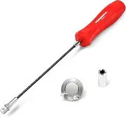 Powerbuilt Magnetic Oil Drain Plug Remover Tool, Flexible Shaft for Easy Reach, Hex Bit Magnet Adapter, Hold and Remove Plugs - Red 942072