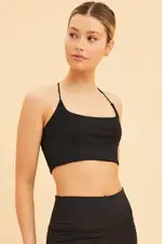 Black Crop Cami Top Scoop Neck Sleeveless Thin Strap - Size XXL, Women's Cami