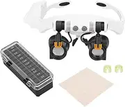 Head Mount Magnifier with 21x Combination Lenses, 3X-10X Adjustable Magnifying Glass with Lights for Inspection Watch Repair, Hands Less Magnifier