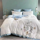 Luxury Elegant 600TC Egyptian Cotton Embroidery Bedding Set Bedsheet Duvet Cover