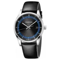 在飛比找森森購物網優惠-Calvin Klein CK 簡約商務日期大錶鏡黑皮帶手錶
