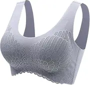 [Generic] Bra's for Women Bra for Seniors Front Closure Sora Bra for Older Women Front Closure Embraced Bra Bra 3PC (Black&Beige&White) Women Bras Plus Size Push up
