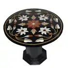 24" Black Marble Coffee Table Top With Marble Stand Handmade Home Furniture