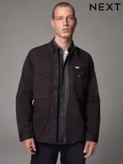Black Zip Through Funnel Jacket (E66535) | $109