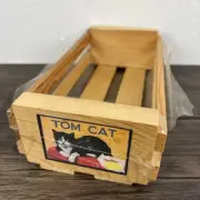 Vintage Tom Cat Napa Valley Box Co 12 Cassette Tape Wood Crate Storage Holder