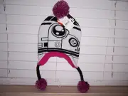 Disney STAR WARS Black/White/Pink Girl's Laplander Hat With Pom Pom OSFM