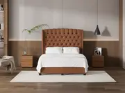 My Style Winged Headboard & Slimline Base - Queen / Gingerbread / Drawer Base