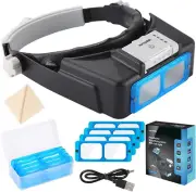 Lupa frontal con luz recargable, 1.5X-3.5X, 4 lentes, manos libres.-