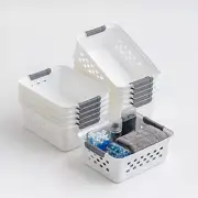 OSB Plastic Storage Shelf Basket/Pantry Bins-Household Small (12PC) White