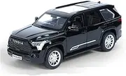 Scale Finished Model Car 1:24 Scale for Toyota Sequoia SUV Simulation Metal Diecast Car Model Static Display Collector Model Die-cast Vehicle(Black)