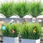 12 Artificial Wheat Fake Faux Tall Grass - with Butterfly Stakes UV Resistant