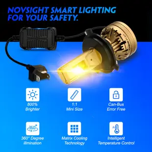 Novsight N37Y 一對 H4 汽車LED 大燈燈泡帶Canbus 22000LM 120W 3000K 黃光