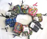 Vera Bradley COMPACT Mini Zip Around WALLET Coin for PURSE Tote BACKPACK Bag NWT