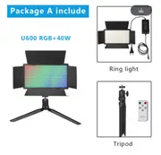 U800 RGB Photo Light LED Photo Studio Light Camera Phone Video Recroding RGB Panel Lamp LED Vdieo Light for YOUTUBE Tiktok LIVE U600-LOC NO Battery