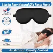 New ALASKA BEAR Natural Silk Sleep Mask & Blindfold Super Smooth Eye Mask Black