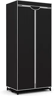 [Giantex] Fabric Wardrobe w/Metal Frame, Folding Fabric Cabinet w/Storage Shelves, Non-Slip Feet, Zippered Cover & Hanging Rail, Free-Standing Clothes Cabinet, Large Capacity Closet Organizer (Black)