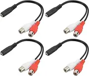 Create idea 4pcs Gold Plated 3.5mm Stereo Jack to 2 x Phono RCA Sockets Adapter Short Cable Audio Cable RCA Jack Connectors for High-Fidelity Sound