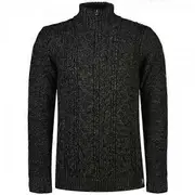 Men's Superdry Jacob Cable Knit Half-Zip Jumper Black Twist AYN Medium