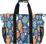[sanluoli] Large Tote Bag For Women Foldable Beach Bag Sandproof with Handles Carrying Bag, Sea Blue Beards Men, 1 size