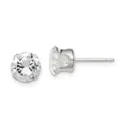 Sterling Silver 7mm Round Snap Set Cz Stud Earrings