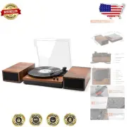 Mahogany Wireless Turntable with External Speakers - Retro Style & Modern Tech