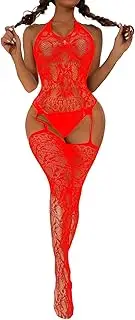 [Generic] Women's Lingerie Nylon Sexy Lingerie For Women Full Body Stocking Open Crotch Bodysuit Full Body Fishnet Stockings plus Size Peignoir Set