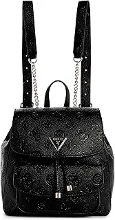 [GUESS] Cresidia Small Flap Backpack, Black, Black, One Size