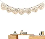 Macrame Wall Decor - Room Decoration Tapestry,Bohemian Handmade Wall Art Tapestry,Macrame Garland Banner with Wood Beads,Home Wall Art Decoration for Apartment,Living Room,Bedroom,Balcony