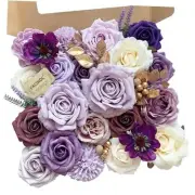 Roses Artificial Flowers Purple Fake Flower with Stems Bulk Purple Fake Flowers