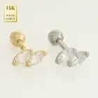 14K REAL Solid Gold CZ Double Tear Stud Helix Tragus Cartilage Earring Piercing