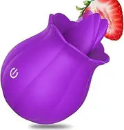 Riotor Portable Rose Sucking Sex Toys With Tongue for Women,10 Modes Tongue Vibrator Waterproof Adult Toys Games Imitation Tongue (Purple)