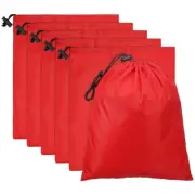 6pcs Drawstring Bag with Toggle 6 x 8 Inch Stuff Sack, Red