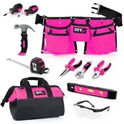 DIY Jr. My First Pink Tool Set - Real Child-Sized Tools for Girls with Toolbelt