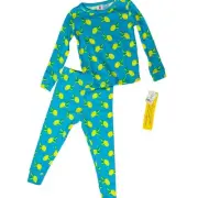 2 PC PAJAMA SET SZ 3t blue lemon 100% COTTON pants long sleeve crew neck NWT B57