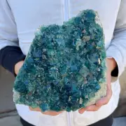 8.1lb NATURAL Green Cube FLUORITE Quartz Crystal Cluster Mineral Specimen