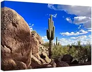 Camelback Mountain Arizona Cactus Wall Art for Living Room Bedroom Bathroom Home Decorations Arizona Cactus Picture Poster Framed Artwork Canvas Prints Ready to Hang(24''H x 36''W)