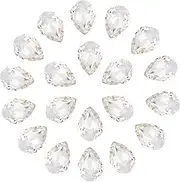 uxcell 20 Pcs 3D Teardrop Rhinestones Diamond Nail Charm Crystal Pointback K9 Glass Rhinestones Crystal Gems for Jewelry Making, Craft, 10x14mm, Silvery