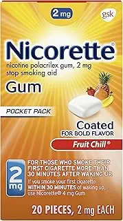 Nicorette Nicotine Gum Fruit Chill Stop Smoking Aid, 2 mg, 20 Count