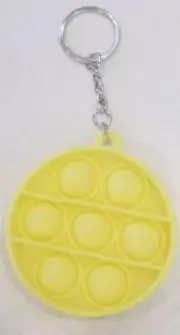 Yellow Circle Silicone Sensory Fidget Bubble Popper Keychain Backpack Accessory