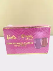 Barbie x Dragon Glassware Stemless Wine Glasses Pink Barbie Collection Set of 2