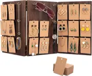 Aulock Wooden Jewelry Display Stand - 3-Sided Panel Earring Display Stands for S