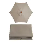 2M Umbrella Replacement Canopy 6 Rib Outdoor Patio Top Cover Waterproof Sunshade Khaki