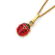 9ct Gold Red Ladybug Pendant