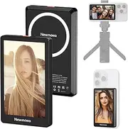 Black Magnetic Phone Vlog Selfie Monitor Screen, 1080P Wireless Recording, Using Phone Rear Camera for Selfie Vlog Live Stream TikTok, Compatible with iPhone(Support 4K 30fps Wired Recording)