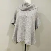 PORTMANS Light Grey Knit Jumper Size M Cowl Neck Short Sleeves