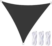 XJHKG Triangle Sun Shade Sail, Waterproof Sunshade Sunscreen Awning Canopy with 3 Ropes(Black,3x3x4.3m)