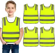 Firtink 4 Pieces Hi Vis Vests for Kids,High Vis Vests Reflective High Visibility Safety Vest High Vis Jacket for Kids Girls Boys