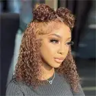 Ombre Highlight Deep Wave Curly Bob Wigs Human Hair Pre Plucked Wear And Go G...