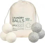 Wool Laundry Ball Pack of 6 Tumble Dryer Wool Ball Fabric Softener Alternative Reusable Wool Laundry Balls Nature’S Fabric Softeners for Fluffs Clothes
